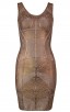 Herve Leger Zinnia Geometric Spliced Grain Foil Dress