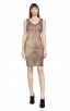 Herve Leger Zinnia Geometric Spliced Grain Foil Dress