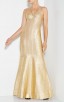 Herve Leger Bandage Dress Long Gown Foil Gold Yoke Strap