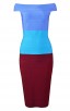 Herve Leger Bandage Dress Off Shoulder Colorblock Blue Red