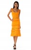 Herve Leger Bandage Dress Tank Flared Tassels Cut Out Yellow