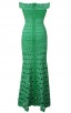  Herve Leger Bandage Dress Long Gown Off Shoulder Crisscross Green