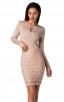 Herve Leger Bandage Dress Long Sleeve Keyhole Nude