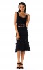 Herve Leger Bandage Dress Tank Flared Tassels Cut Out Black