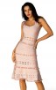 Herve Leger Bandage Dress Tank Flared Tassels Cut Out Pink