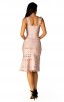 Herve Leger Bandage Dress Tank Flared Tassels Cut Out Pink