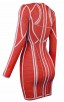 Herve Leger Bandage Dress Long Sleeve Jacqaured Red