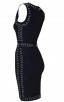 Herve Leger Bandage Dress O Neck Studded Black