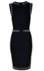 Herve Leger Bandage Dress O Neck Studded Black