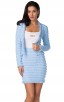 Herve Leger Bandage Dress Long Sleeve Jacket Two Piece Jacquard Button Blue