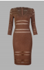 Herve Leger Metallic V Neck Crochet Stripe dressre