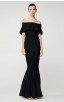 Herve Leger Eyelet Stripe Pleated Gown Black