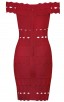 Herve Leger Bandage Dress Off Shoulder Red