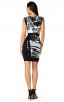 Herve Leger Bandage Dress O Neck Gauze Print Black