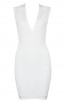 Herve Leger Bandage Dress V Neck White