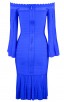  Herve Leger Bandage Dress Boat Neck Half Sleeve Blue