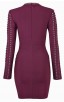 Herve Leger Bandage Dress Long Sleeve Beaded Burgandy