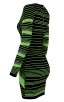 Herve Leger Bandage Dress Long Sleeve V Neck Stripped Green