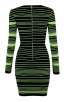 Herve Leger Bandage Dress Long Sleeve V Neck Stripped Green