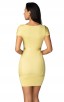 Herve Leger Celebrity Bandage Dresses Round Neck Short Sleeve Yellow