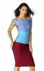 Herve Leger Bandage Dress Off Shoulder Colorblock Blue Red