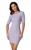 Herve Leger Bandage Dress O Neck Half Sleeve Grey 