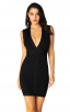 Herve Leger Bandage Dress V Neck Black