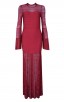 Herve Leger Multi-Textural Chevron Pointelle Gown Red