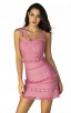 Herve Leger Bandage Dress Flared Yoke Strap Tassels Pink