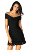 Herve Leger Bandage Dress Flared Off Shoulder Cut Out Black