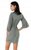 Herve Leger Bandage Dress Long Sleeve Flared V Neck Grey