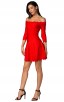 Herve Leger Bandage Dress Two Piece Boat Neck Flared Red