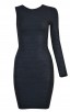 Herve Leger A Long Sleeve Black Bandage Dress