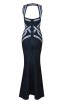 Herve Leger Bandage Dress Long Halter Neck Metallic Black