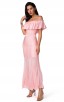 Herve Leger Bandage Dress Long Gown Off Shoulder Ruffled Pink