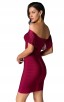 Herve Leger Bandage Dress Off Shoulder Flouncing Red