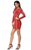 Herve Leger Bandage Dress Long Sleeve Jacqaured Red