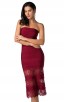 Herve Leger Bandage Dress Long Gown Strapless Lace Burgandy