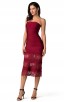 Herve Leger Bandage Dress Long Gown Strapless Lace Burgandy