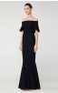 Herve Leger Eyelet Stripe Pleated Gown Black