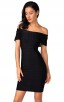 Herve Leger Bandage Dress Off Shoulder Flouncing Black