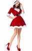 Christmas Costume Velvet Red V-neck Bubble Hooded Dress