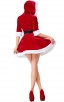 Christmas Costume Velvet Red V-neck Bubble Hooded Dress