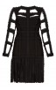 Herve Leger Brielle Chiffon Detail Dress Black