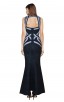 Herve Leger Bandage Dress Long Halter Neck Metallic Black