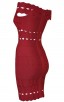 Herve Leger Bandage Dress Off Shoulder Red