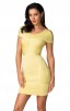 Herve Leger Celebrity Bandage Dresses Round Neck Short Sleeve Yellow