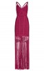 Herve Leger Raspberry Nadia Lattice Draped Fringe Dress