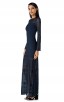Herve Leger Multi-Textural Chevron Pointelle Gown Blue