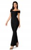 Herve Leger Bandage Dress Long Gown V Neck Off Shoulder Black